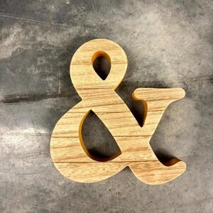Rustic Wooden Ampersand Sign Orange Sides Farmhouse Shelf Decor "&" Symbol Accen